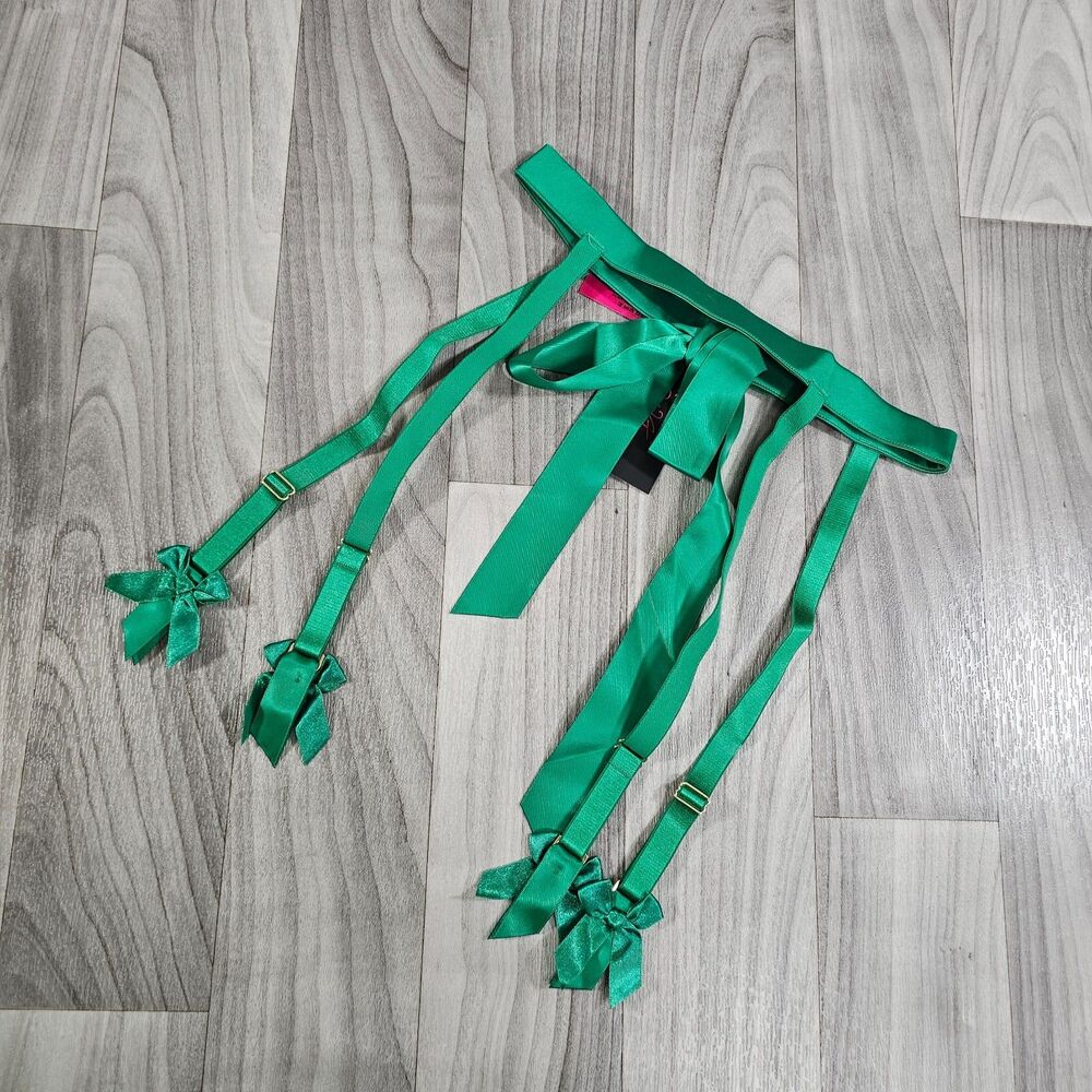 Dita Von Teese BeauTeese Satin Suspender Garter Belt, Emerald Green, Size S